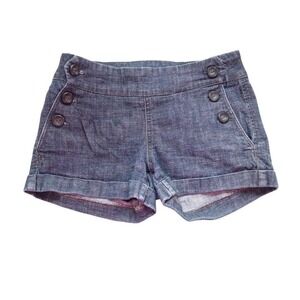 y2k dark wash sailor denim shorts button front indie sleaze size S